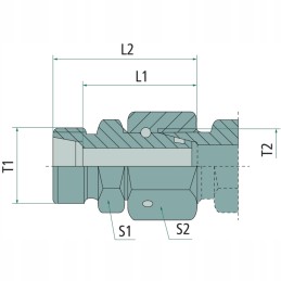 Straight connector with internal thread 2x M18x1 5 din 2353