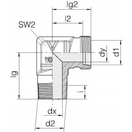 Angle threaded connector 12l r1 4