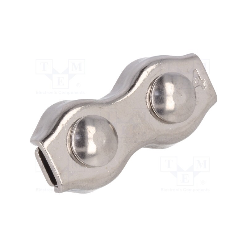1 pcs x KRAFTBERG - ZLR2-4-A4 - Rope clamp duplex, acid resistant steel A4, for rope, Ørope: 4mm