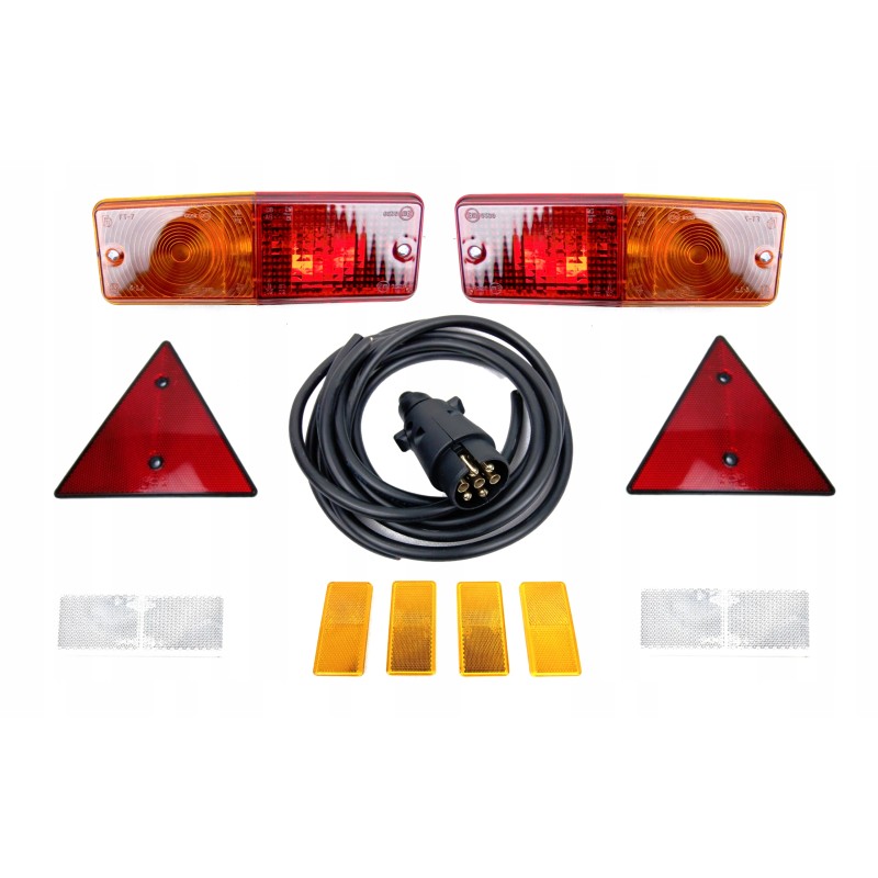 Set of trailer light lamps, 7-pin plug, reflector
