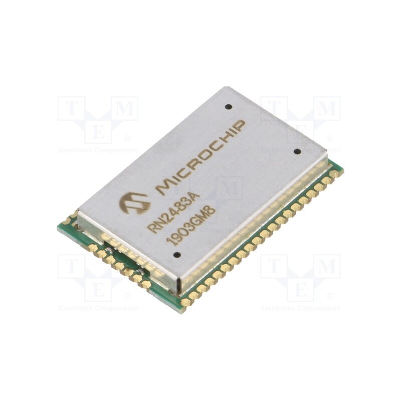 1 pcs x MICROCHIP TECHNOLOGY - RN2483A-I/RM105 - Module: transceiver, ADC,GPIO,UART, -148dBm, 2.1÷3.6VDC, 14dBm