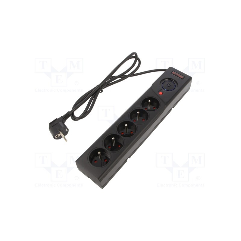1 pcs x ARMAC - Z5/15/CZ - Plug socket strip: protective, Sockets: 5, 250VAC, 10A, black, 1.5m