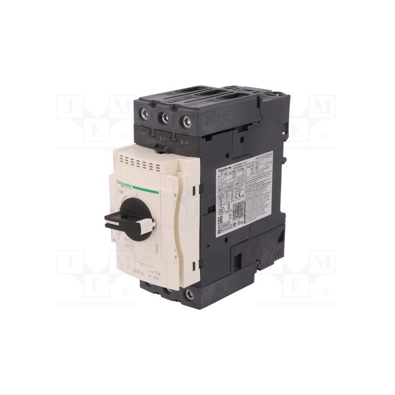1 pcs x SCHNEIDER ELECTRIC - GV3P25 - Motor breaker, 11kW, 230÷690VAC, for DIN rail mounting, IP20