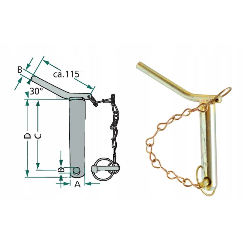 Lower connector pin l 151mm fi 22mm cat 1