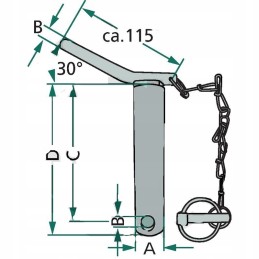 Lower connector pin l 151mm fi 22mm cat 1