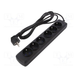1 pcs x ARMAC - ARCOLOR6/30/CZ - Plug socket strip: supply, Sockets: 6, 250VAC, 10A, black