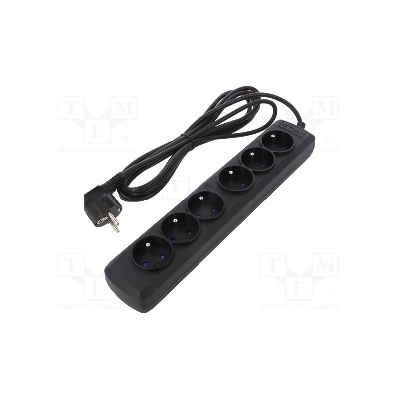 1 pcs x ARMAC - ARCOLOR6/30/CZ - Plug socket strip: supply, Sockets: 6, 250VAC, 10A, black