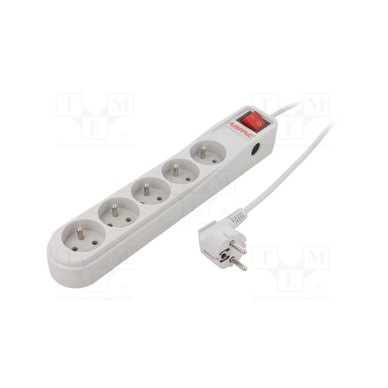 1 pcs x ARMAC - ARC5/15/SZ - Plug socket strip: protective, Sockets: 5, 250VAC, 10A, grey