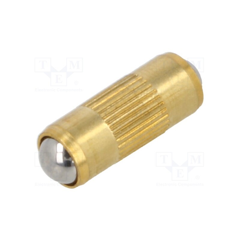 1 pcs x ELESA+GANTER - GN 614.2-3 - Ball latch, brass, L: 7.3mm, F1: 2N, F2: 4.5N, Øout: 3mm, double-sided