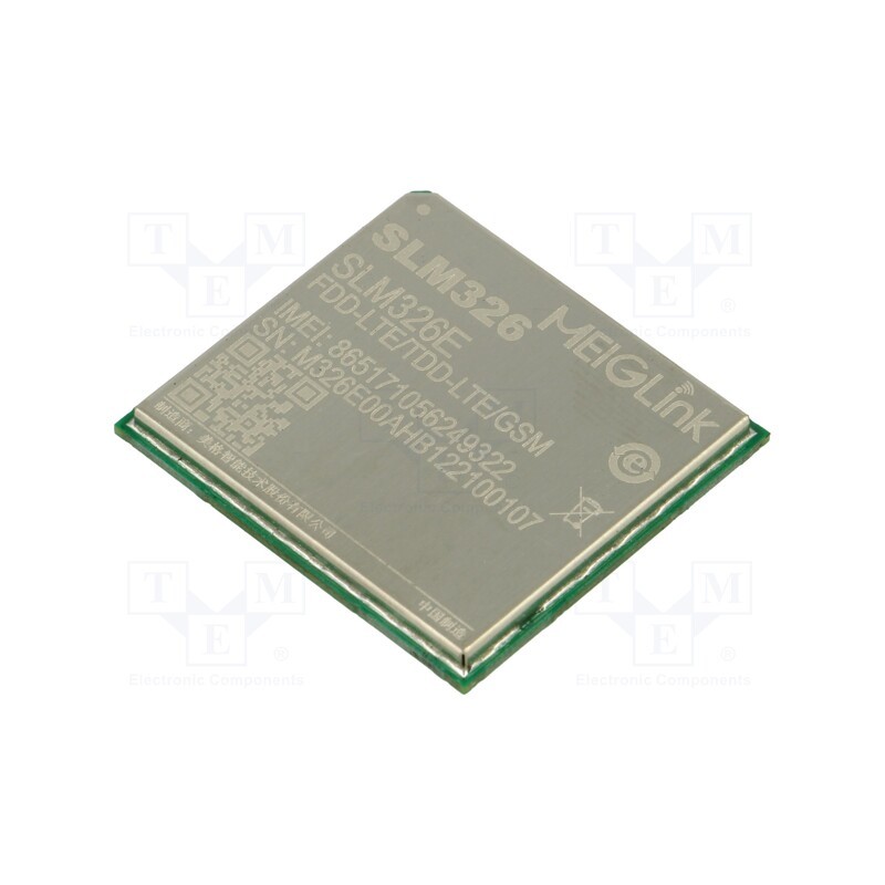 1 pcs x MEIG SMART TECHNOLOGY - M326E00A - Module: LTE, Down: 10Mbps, Up: 5Mbps, 27.6x25.4x2.3mm