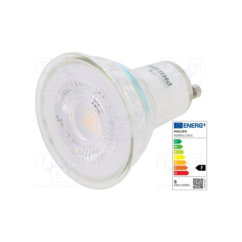 1 pcs x PHILIPS - 8718696728376 - LED lamp, warm white, GU10, 230VAC, 370lm, P: 4.6W, 36°, 3000K