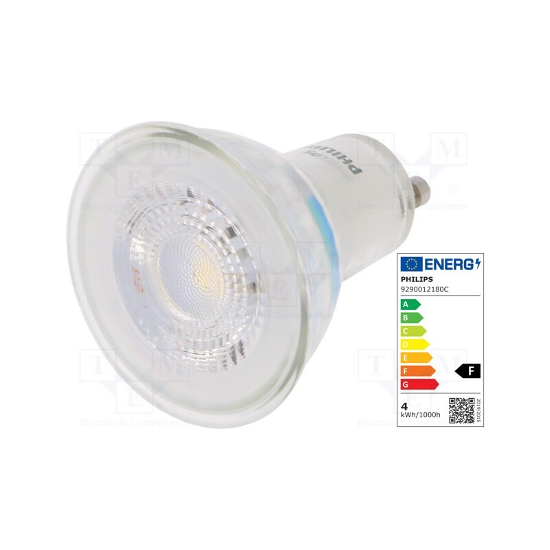 1 pcs x PHILIPS - 8718696728352 - LED lamp, neutral white, GU10, 230VAC, 275lm, P: 3.5W, 36°, 4000K