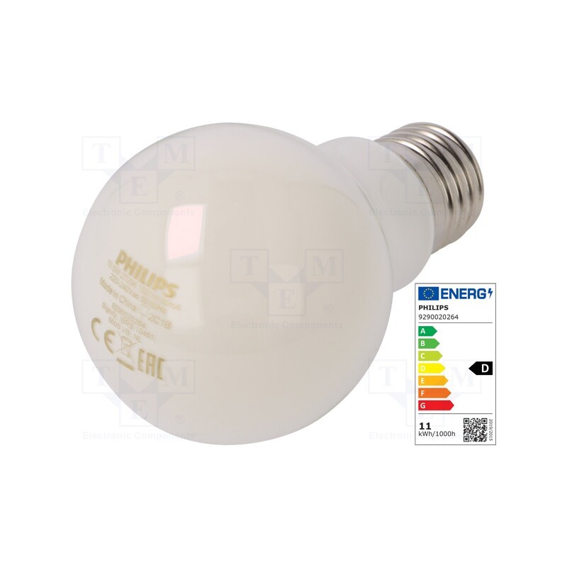 1 pcs x PHILIPS - 8718699704162 - LED lamp, warm white, E27, 230VAC, 1521lm, P: 10.5W, 2700K