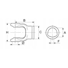 Fork on a profiled pipe with a spring ring 3