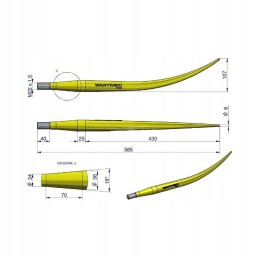 Loader hook, curved, closing l 600 mm gripper