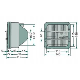 Headlamp front lamp with grille position