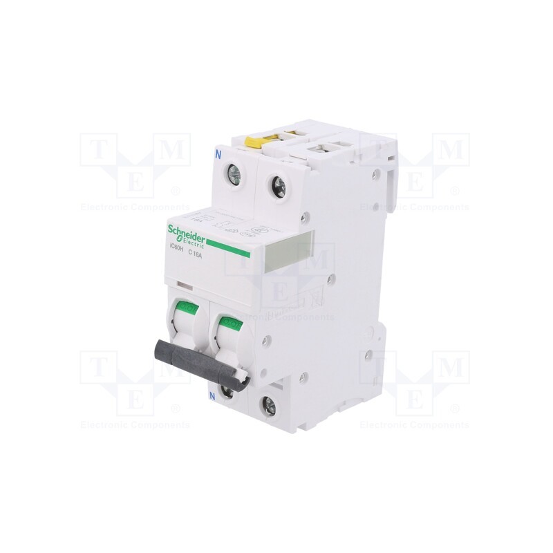 1 pcs x SCHNEIDER ELECTRIC - A9F07616 - Circuit breaker, 400VAC, Inom: 16A, Poles: 1+N, Charact: C, 10kA