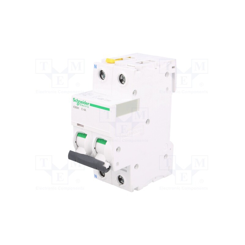 1 pcs x SCHNEIDER ELECTRIC - A9F07604 - Circuit breaker, 400VAC, Inom: 4A, Poles: 1+N, Charact: C, 10kA, IP20