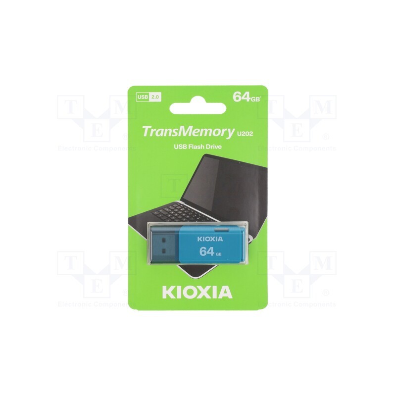 1 pcs x KIOXIA - LU202L064GG4 - Pendrive, USB 2.0, 64GB, USB A, HAYABUSA, light-blue