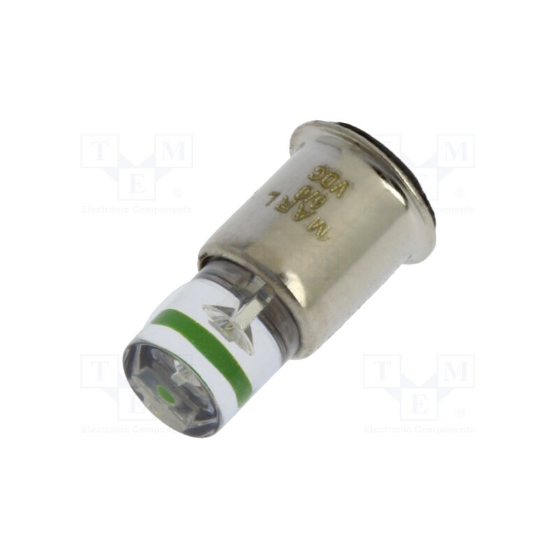 1 pcs x MARL - 206-532-20-38 - LED lamp, green, SX6s, 5÷6VDC, No.of diodes: 1, -30÷75°C, 5mm