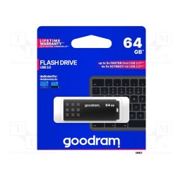 1 pcs x GOODRAM - UME3-0640K0R11 - Pendrive, USB 3.0, 64GB, R: 60MB/s, W: 20MB/s, USB A, black