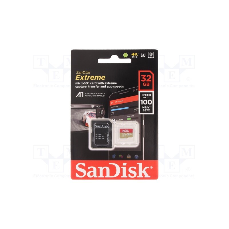 1 pcs x SANDISK - SDSQXAF-032G-GN6MA - Memory card, Extreme,A1 Specification, for GoPro, microSDHC