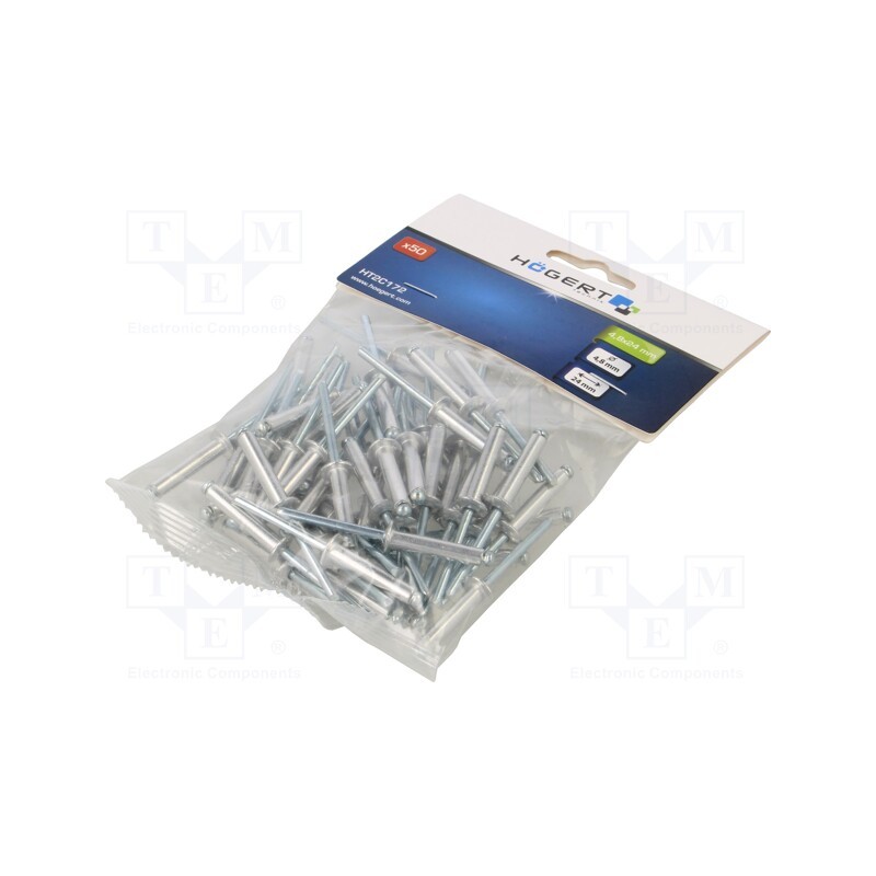 1 pcg x Hu00d6GERT TECHNIK - HT2C172 - Rivet, aluminium, Rivet diam: 4.8mm, L.rivet: 24mm, 50pcs.