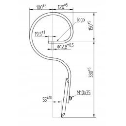Straight spring tine with coulter 480mm 32x10 bagr