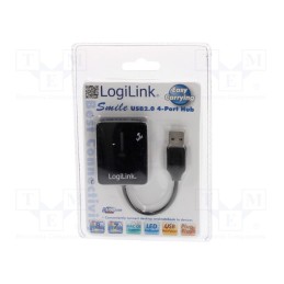 1 pcs x LOGILINK - UA0139 - Hub USB, USB A socket x4,USB A plug, USB 2.0, PnP, black, 480Mbps