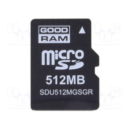 1 pcs x GOODRAM INDUSTRIAL - SDU512MGSGRB - Memory card, industrial, microSD,SLC, Class 6, 512MB, -25÷85°C