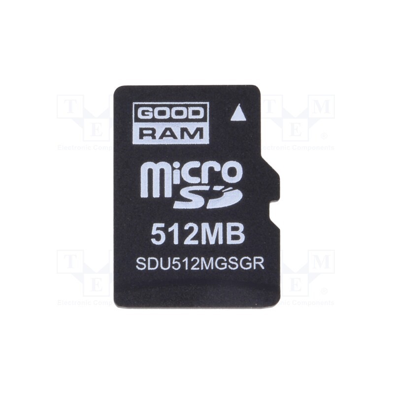 1 pcs x GOODRAM INDUSTRIAL - SDU512MGSGRB - Memory card, industrial, microSD,SLC, Class 6, 512MB, -25÷85°C