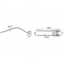 Rake tine 10x112x600mm