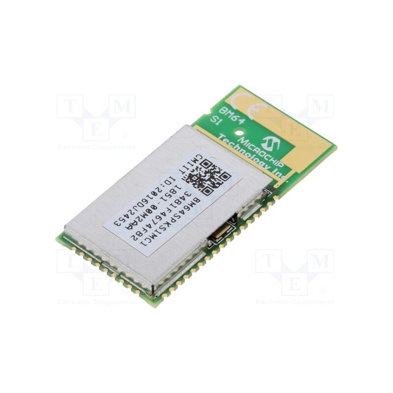1 pcs x MICROCHIP TECHNOLOGY - BM64SPKS1MC1-00M2AA - Module: Bluetooth, Bluetooth 5,Bluetooth Low Energy, UART, SMD