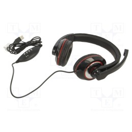 1 pcs x GEMBIRD - MHS-U-001 - Headphones with microphone, black,red, USB A, headphones, 2m