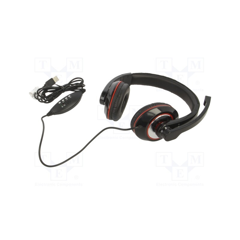 1 pcs x GEMBIRD - MHS-U-001 - Headphones with microphone, black,red, USB A, headphones, 2m
