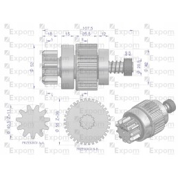 Starter coupling assembly c 330 c 360 zetor t