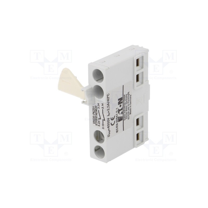 1 pcs x EATON ELECTRIC - VHI20-PKZ01 - Auxiliary contacts, NO x2 leading, front, Leads: screw terminals