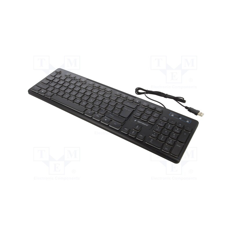 1 pcs x GEMBIRD - KB-UML-02 - Keyboard, black, USB A, wired,US layout, Features: with LED, 1.4m