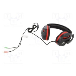 1 pcs x GEMBIRD - GHS-03 - Headphones with microphone, black,red, Jack 3,5mm x2, 2m, 32Ω