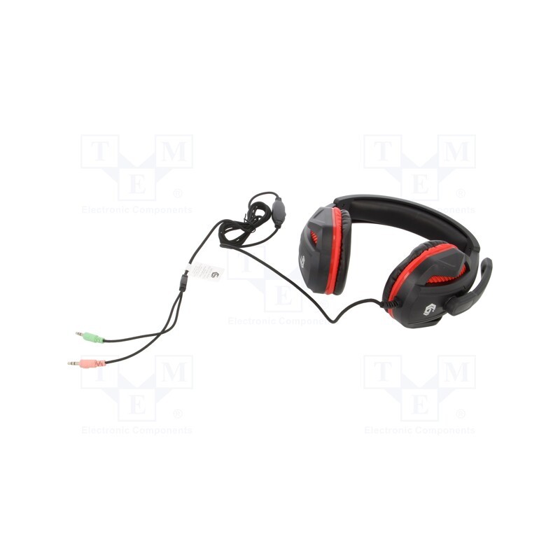 1 pcs x GEMBIRD - GHS-03 - Headphones with microphone, black,red, Jack 3,5mm x2, 2m, 32Ω