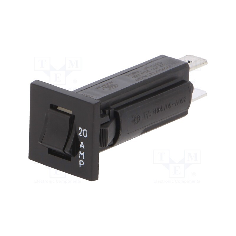 1 pcs x TE Connectivity - 3-1393250-3 - Circuit breaker, Urated: 250VAC, 32VDC, 20A, SPST-NC, Poles: 1, MCB