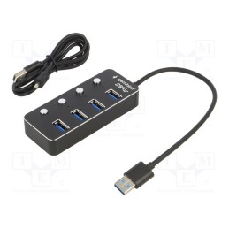 1 pcs x GEMBIRD - UHB-U3P4P-01 - Hub USB, USB A socket x4,USB A plug, USB 3.1, with switch, black