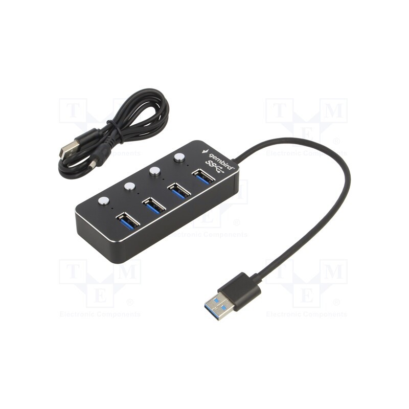 1 pcs x GEMBIRD - UHB-U3P4P-01 - Hub USB, USB A socket x4,USB A plug, USB 3.1, with switch, black