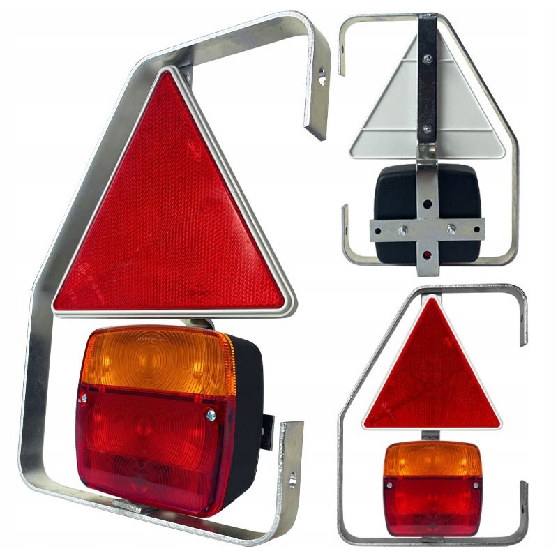 A set of trailer lamps with a bracket, left