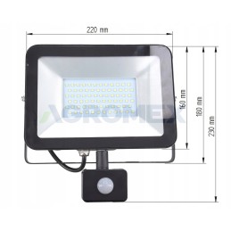 30W cold white LED floodlight with motion sensor