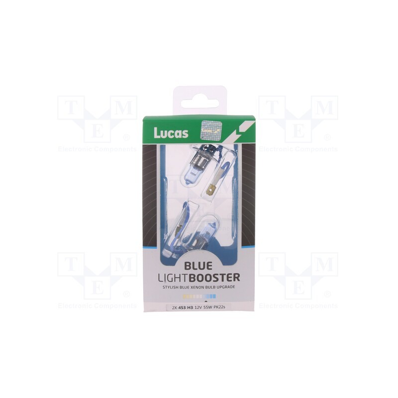 1 pcs x LUCAS - LLX453BLX2 - Filament lamp: automotive, PK22s, white-blue, 12V, 55W, BLUE