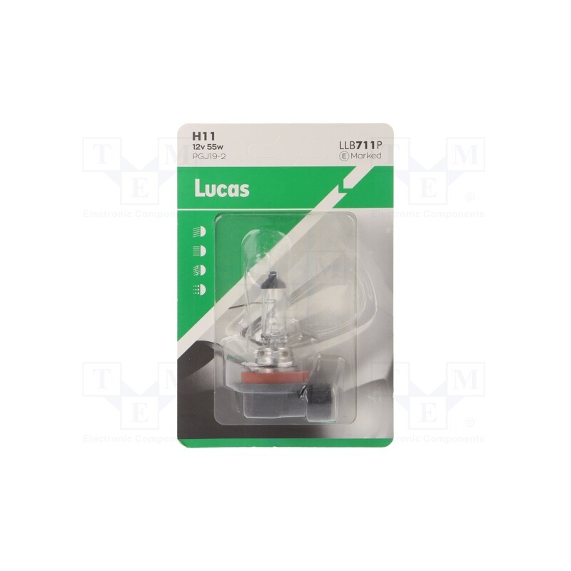 1 pcs x LUCAS - LLB711P - Filament lamp: automotive, PGJ19-2, transparent, 12V, 55W, LLB