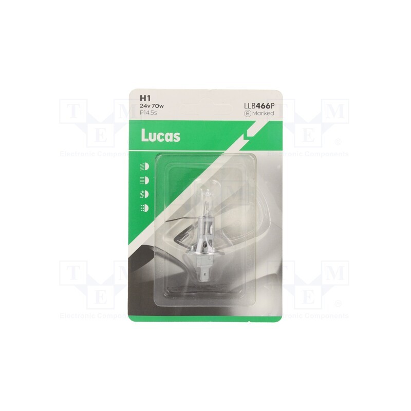 1 pcs x LUCAS - LLB466P - Filament lamp: automotive, P14,5s, transparent, 24V, 70W, LLB