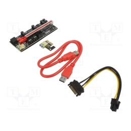 1 pcs x QOLTEC - 55509 - Riser, USB 3.0, red, Application: Bitcoin Miner, 500mm
