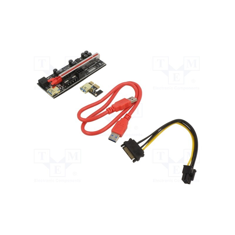 1 pcs x QOLTEC - 55509 - Riser, USB 3.0, red, Application: Bitcoin Miner, 500mm